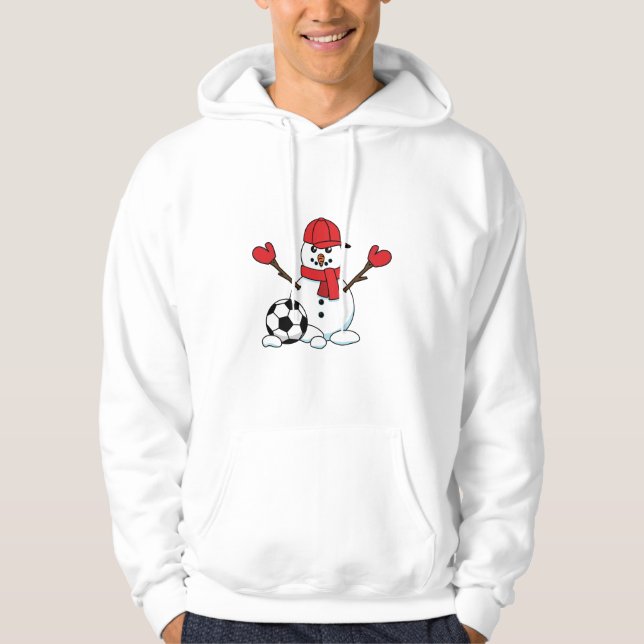 Funny Snögubbe med fotboll Hoodie (Framsida)