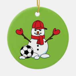 Funny Snögubbe med fotboll Julgransprydnad Keramik