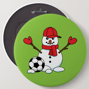 Funny Snögubbe med fotboll Knapp