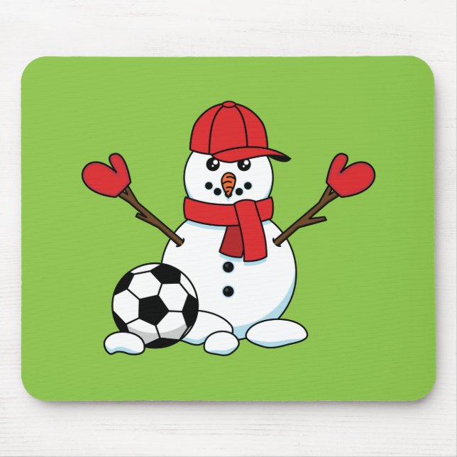 Funny Snögubbe med fotboll Musmatta (Framsidan)