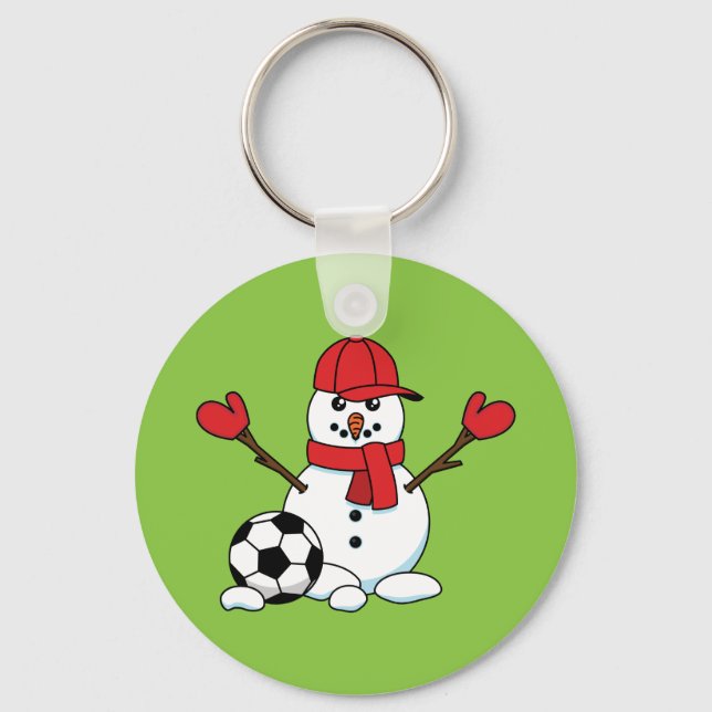 Funny Snögubbe med fotboll Nyckelring (Framsida)