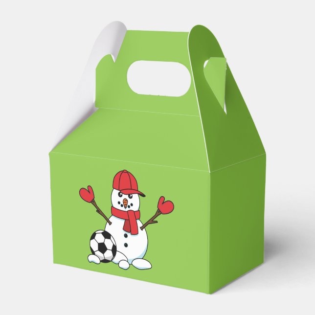 Funny Snögubbe med fotboll Presentaskar (Framsidan Sidan)