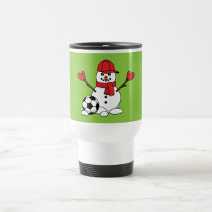 Funny Snögubbe med fotboll Resemugg