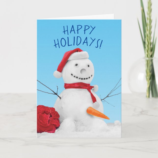 Funny Snögubbe med missförd morot Helgkort (Framsida)