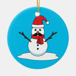 Funny Snögubbe med Mustache och morot Julgransprydnad Keramik