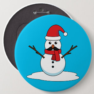 Funny Snögubbe med Mustache och morot Knapp
