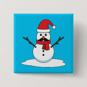 Funny Snögubbe med Mustache och morot Knapp