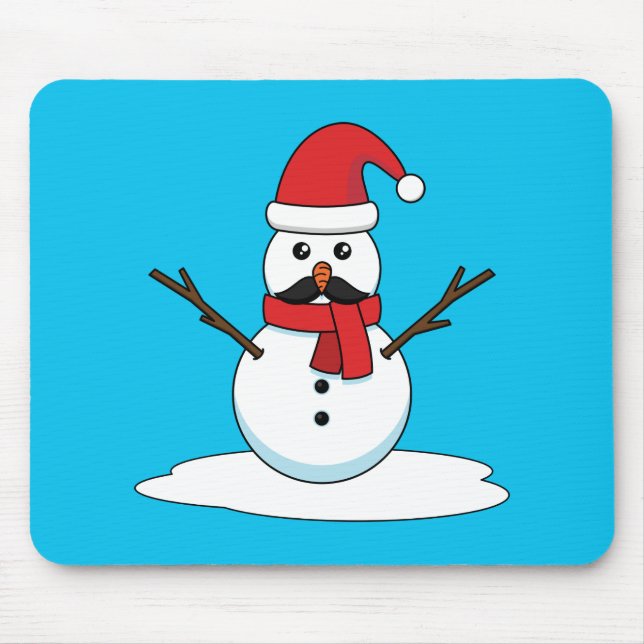 Funny Snögubbe med Mustache och morot Musmatta (Framsidan)