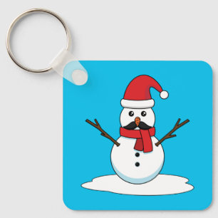 Funny Snögubbe med Mustache och morot Nyckelring