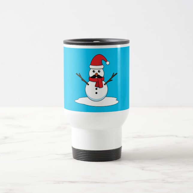 Funny Snögubbe med Mustache och morot Resemugg (Center)
