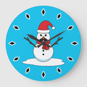 Funny Snögubbe med Mustache och morot Stor Klocka