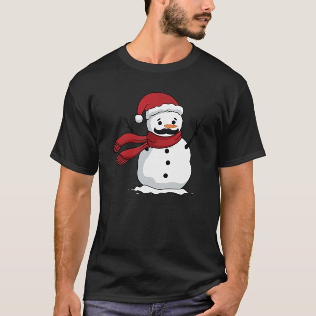 Funny snögubbe med mustasch och morot t shirt (Framsida)