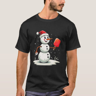 Funny Snögubbe Santa Hat Pickleball Player Christm T Shirt