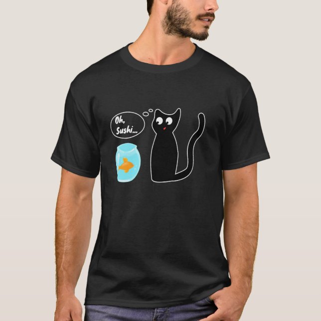 Funny Snolycksfall inträffar Oh Sushi Cat Goldfish T Shirt (Framsida)