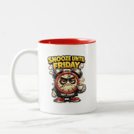 Funny Snooze Until Friday Alarm Clock Mug Två-Tonad Mugg