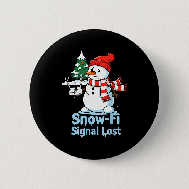Funny Snow-fi Signal Lost Snowman Christmas Design Knapp (Framsida)