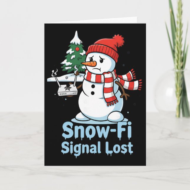 Funny Snow-fi Signal Lost Snowman Christmas Design Kort (Framsida)