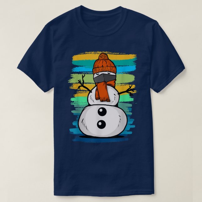Funny Snow Man with Mask  T Shirt (Design framsida)
