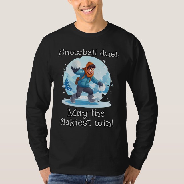 Funny Snowballer Kid kärlek Snowball Duel i Winter T Shirt (Framsida)