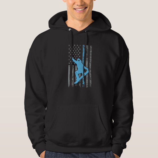 Funny Snowboarding American Flag Snowboarder For W Hoodie (Framsida)