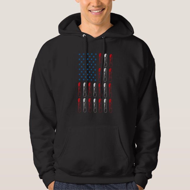 Funny Snowboarding American Flag Snowboarder For W Hoodie (Framsida)