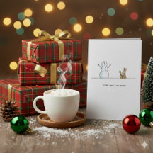 Funny Snowman Carrot Thief Holiday Card