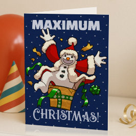 Funny Snowman Maximum Christmas Surprise Cartoon Helgkort