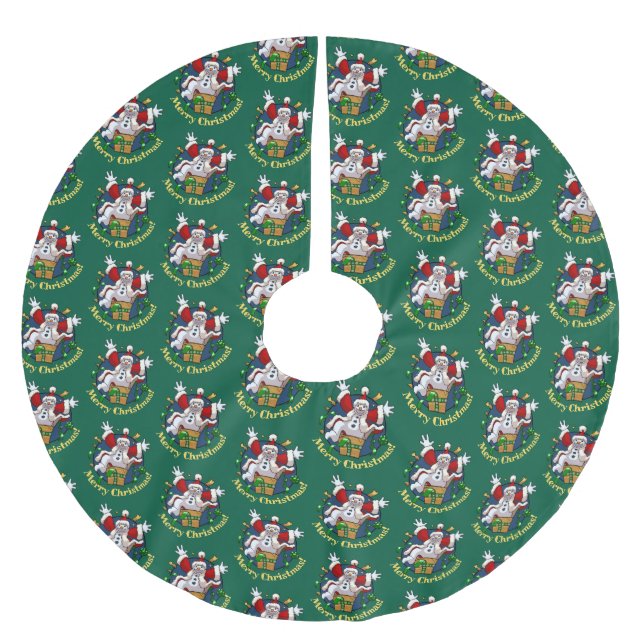 Funny Snowman Merry Christmas Surprise Cartoon Julgransmatta Borstad Polyester (Framsidan)