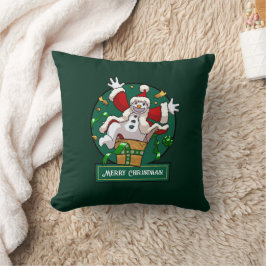 Funny Snowman Merry Christmas Surprise Cartoon Kudde