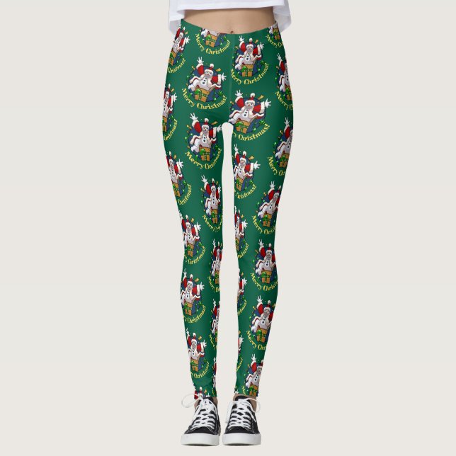 Funny Snowman Merry Christmas Surprise Cartoon Leggings (Framsida)