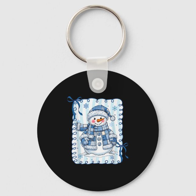 Funny Snowman Snowflake Merry Christmas Xmas Famil Nyckelring (Framsida)