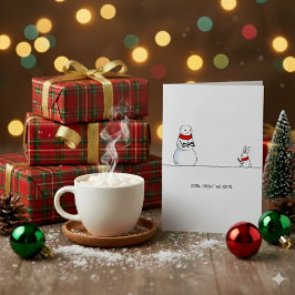 Funny Snowman vs Rabbit Christmas  Julkort