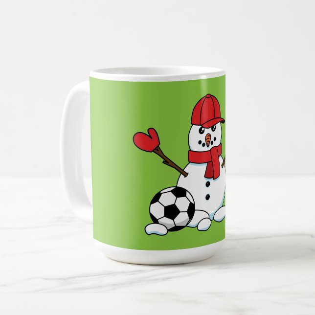Funny Snowman with Soccer Ball Kaffemugg (Framsida vänster)