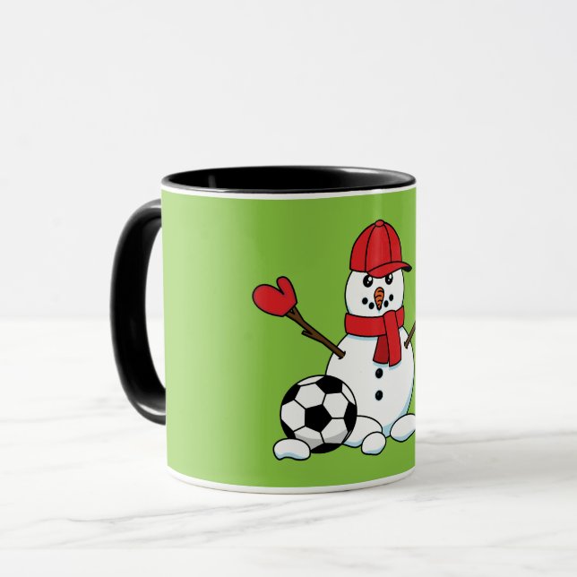 Funny Snowman with Soccer Ball Mugg (Framsida vänster)