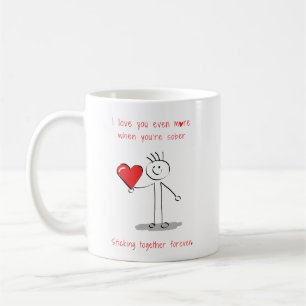 Funny Sobriety Stickman, Cute Sober Valentine Kaffemugg