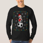 Funny Soccer Ball Snögubbe Santa Hat Scarf Christm T Shirt<br><div class="desc">Lustigt fotboll Snögubbe Santa Hat Scarf jul Ljus</div>