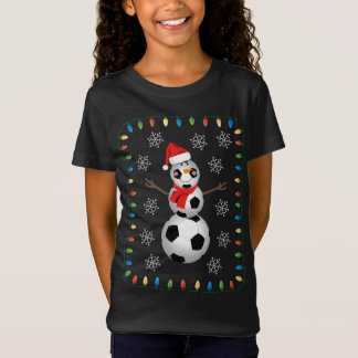 Funny Soccer Ball Snögubbe Santa Hat Scarf Christm T Shirt