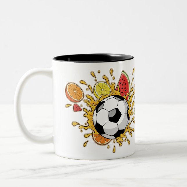 Funny Soccer Fruit Splash Coffee Mug Två-Tonad Mugg (Vänster)