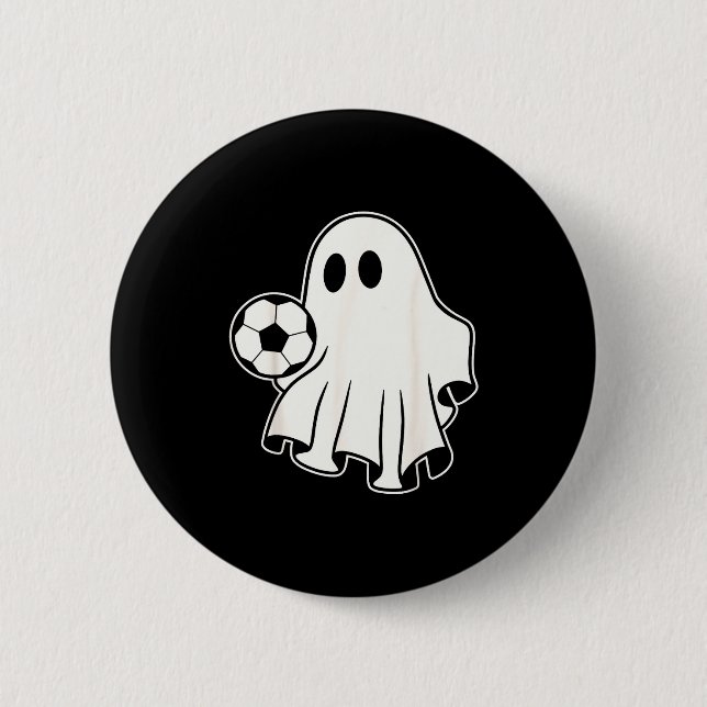 Funny Soccer Ghost Playing Soccer Lovers Halloween Knapp (Framsida)