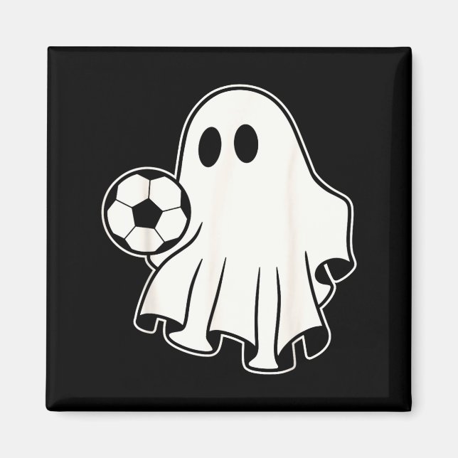 Funny Soccer Ghost Playing Soccer Lovers Halloween Magnet (Framsidan)