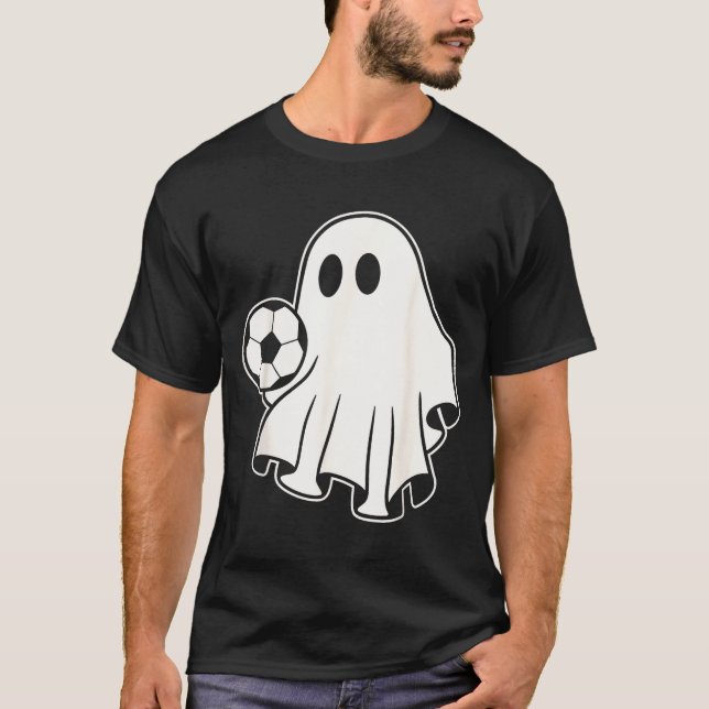 Funny Soccer Ghost Playing Soccer Lovers Halloween T Shirt (Framsida)