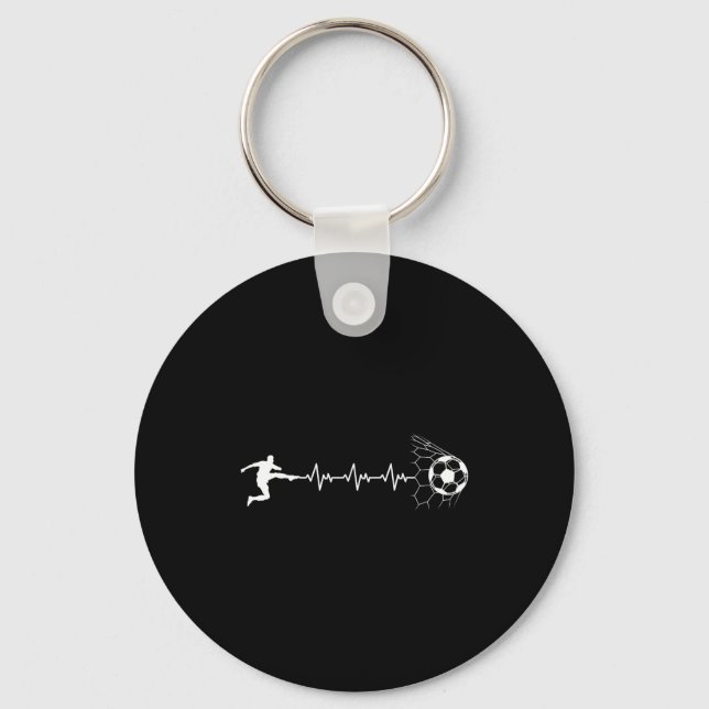Funny Soccer Player Heart Pulse Graphic Srt Footba Nyckelring (Framsida)