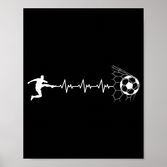 Funny Soccer Player Heart Pulse Graphic Srt Footba Poster (Framsidan)