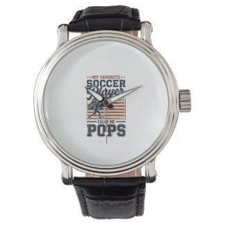 Funny Soccer Pops Vintage Engraving Shirt Design_1 Armbandsur
