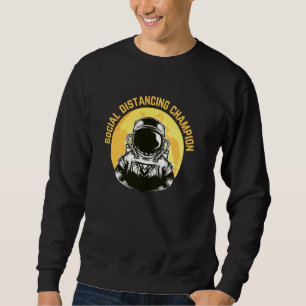 Funny Social Avstånd Champion Astronaut i Spac Lång Ärmad Tröja
