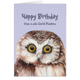Funny Social Avstånd födelsedagscute Uggla Humor Hälsningskort