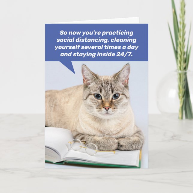 Funny Social Avstånd House Cat-Coping Card Kort (Framsida)