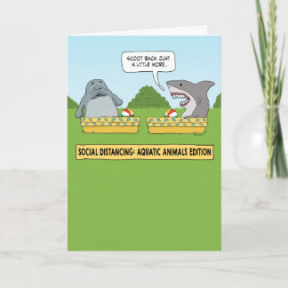 Funny Social Avstånd Manatee och Shark Kort