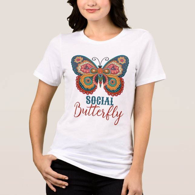 Funny Social Butterfly Colorful Inspiritivity T Shirt (Framsida)