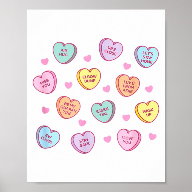 Funny Social Distance Valentine Candy Conversation Poster (Framsidan)